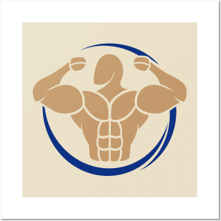 Power Bodybuilder Man Posing Posters and Art